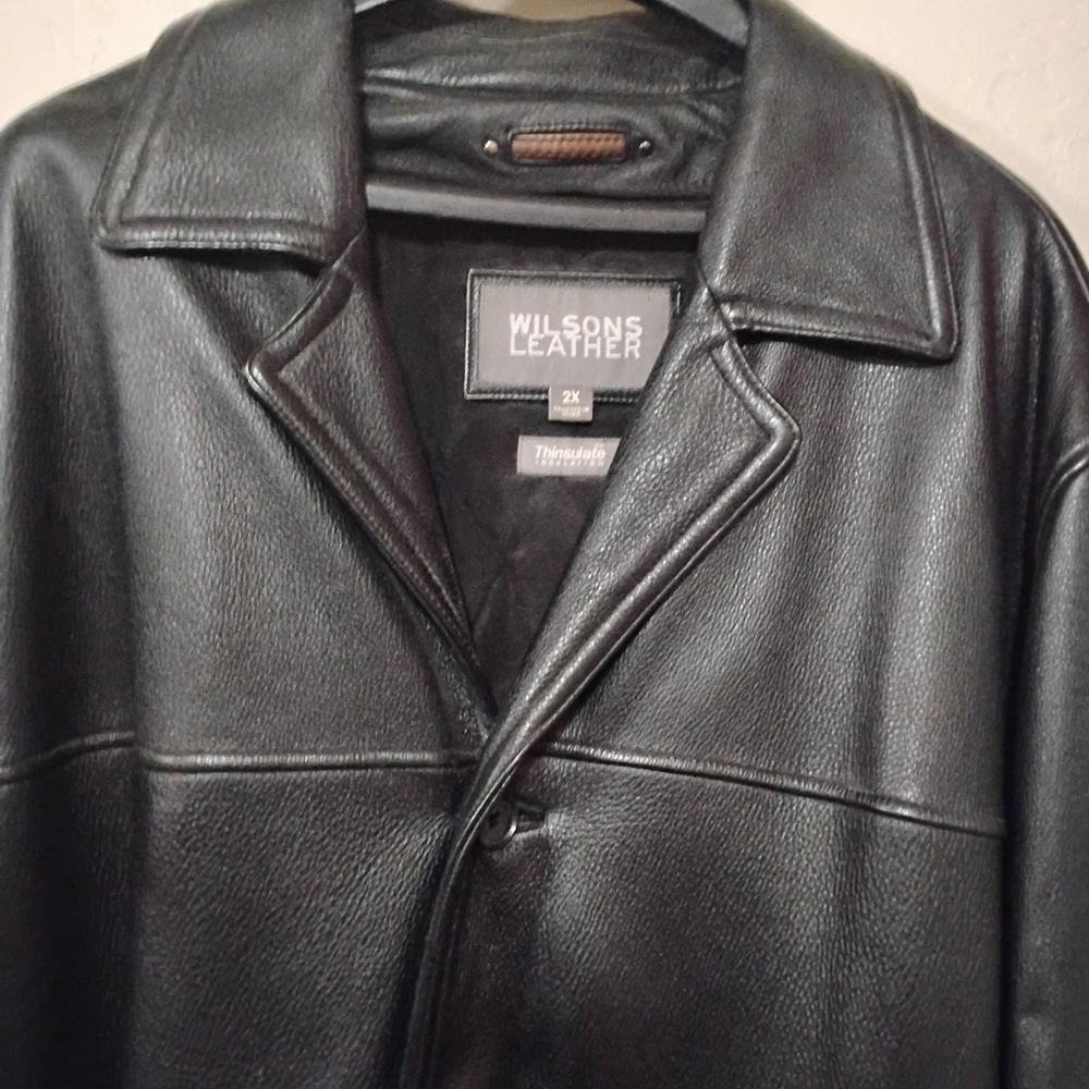 Wilsons Leather Black Trench Coat for Men 2xl In New Condition Lambskin